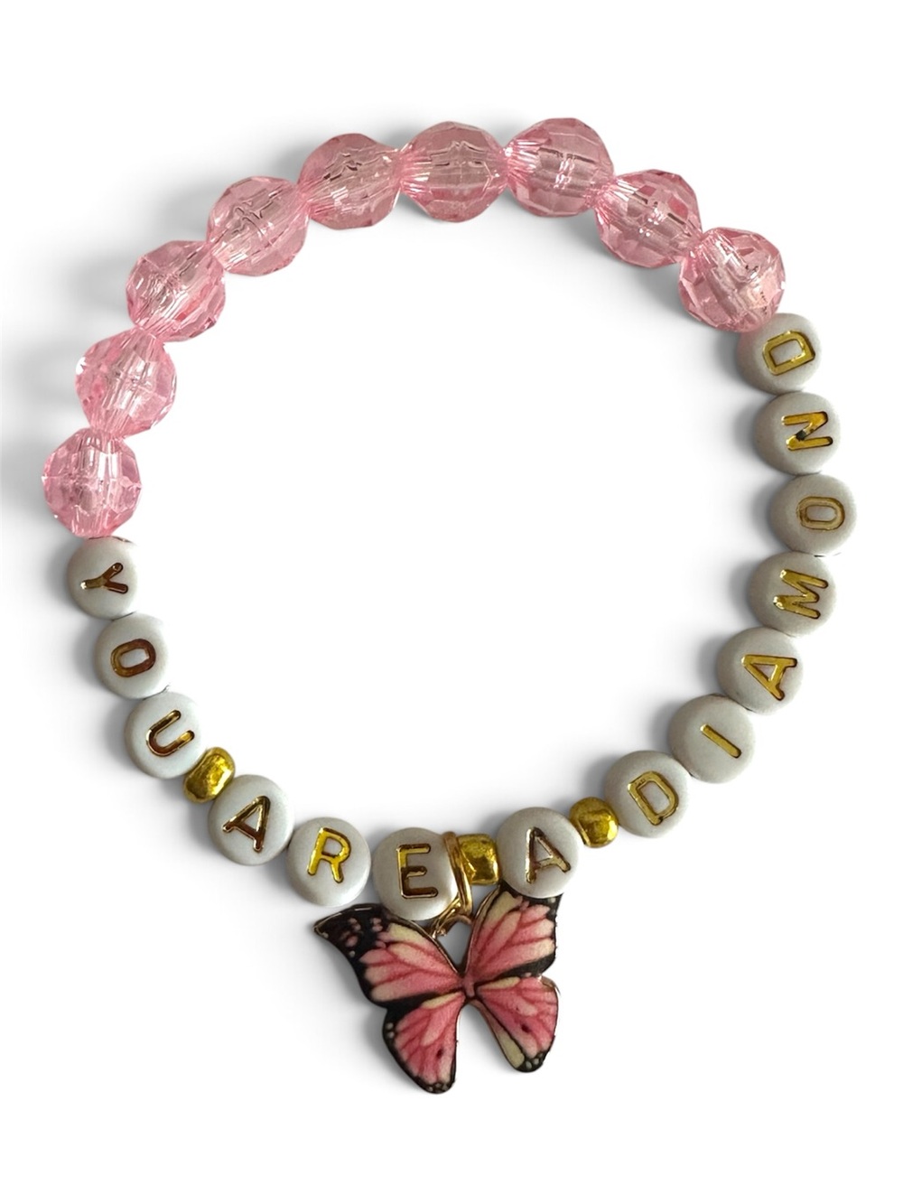 Dolly Parton You Are A Diamond handmade beaded pink bracelet
